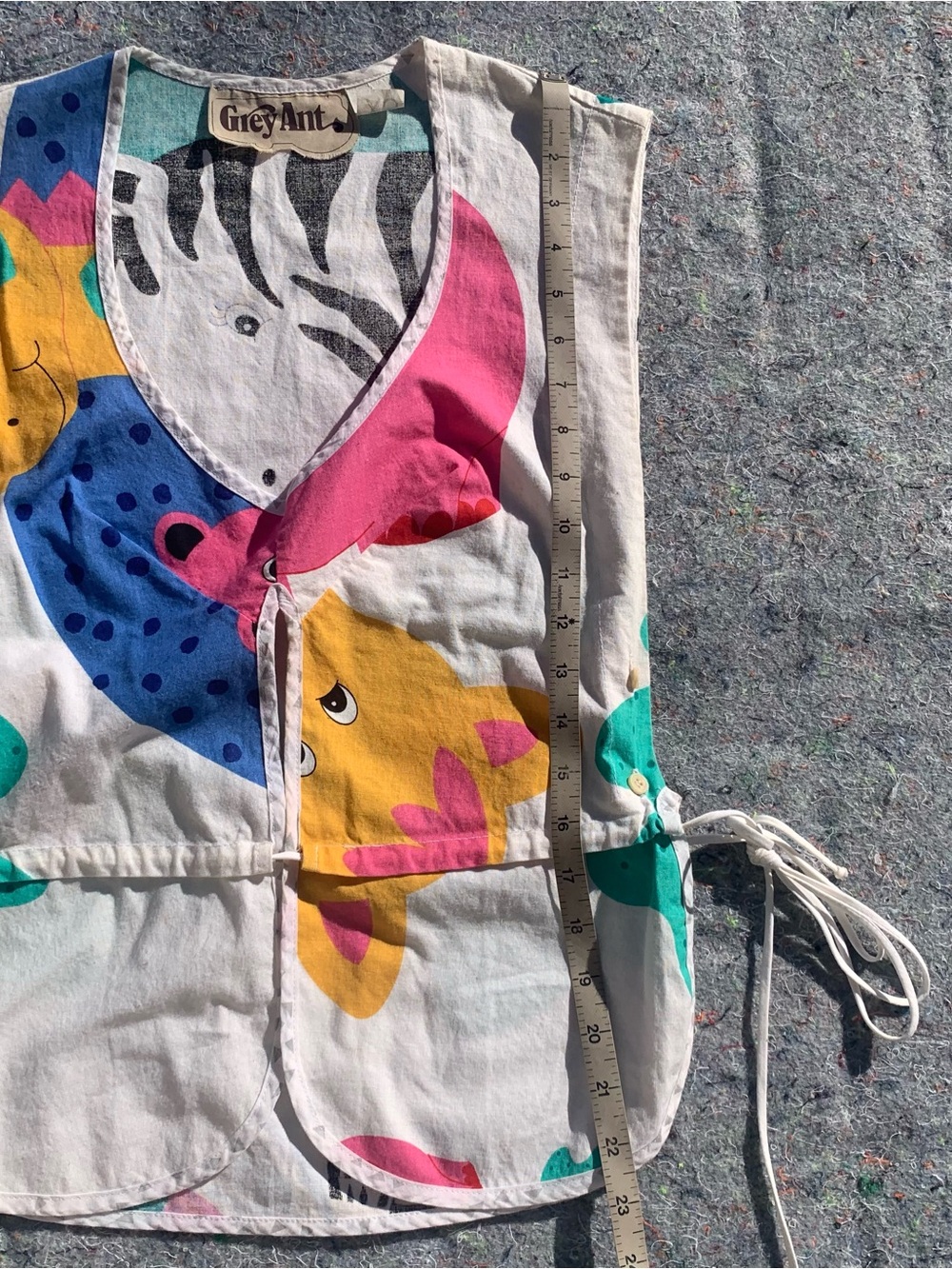 Designer Grey Ant cotton pinafore apron style top w/ a colorful animal print - Picture 9 of 16